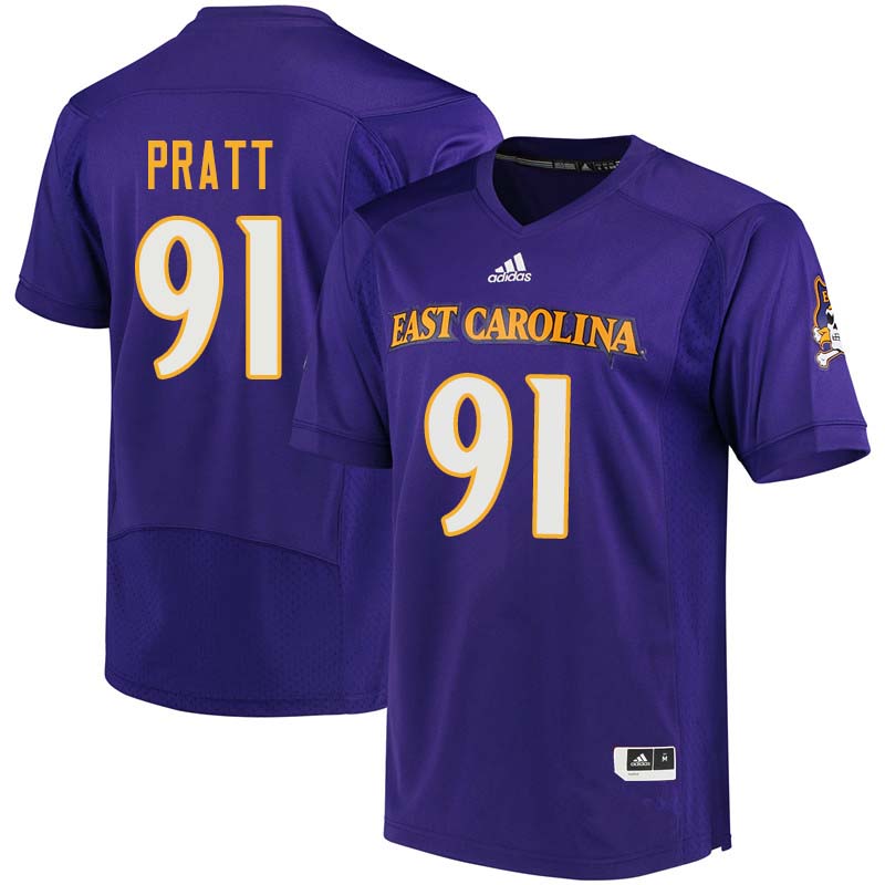 Men #91 Caleb Pratt East Carolina Pirates College Football Jerseys Sale-Purple